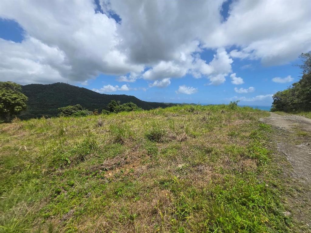 A grassy, sloped hillside overlooks a distant mountain range and the ocean under a cloudy sky — QUINTAS DE CEIBA UNIT 12, CEIBA, PR