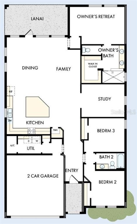 This is a floor plan for a single-story home with a two-car garage — 3624 JONS LAKEVIEW STREET, PLANT CITY, FL