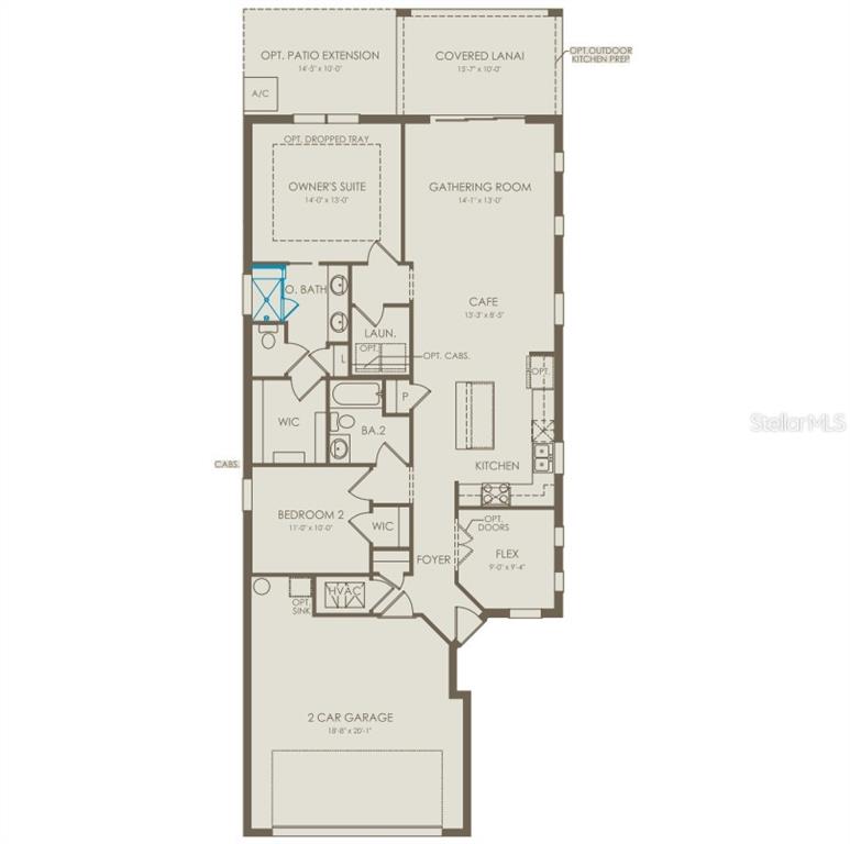 This is a floor plan for a single-story home with two bedrooms and a garage — 6760 SUNRISE COVE DRIVE, CLERMONT, FL