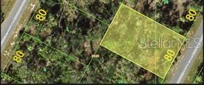An aerial map view shows a rectangular plot of land highlighted in yellow — 883 BOWMAN TERRACE, PORT CHARLOTTE, FL
