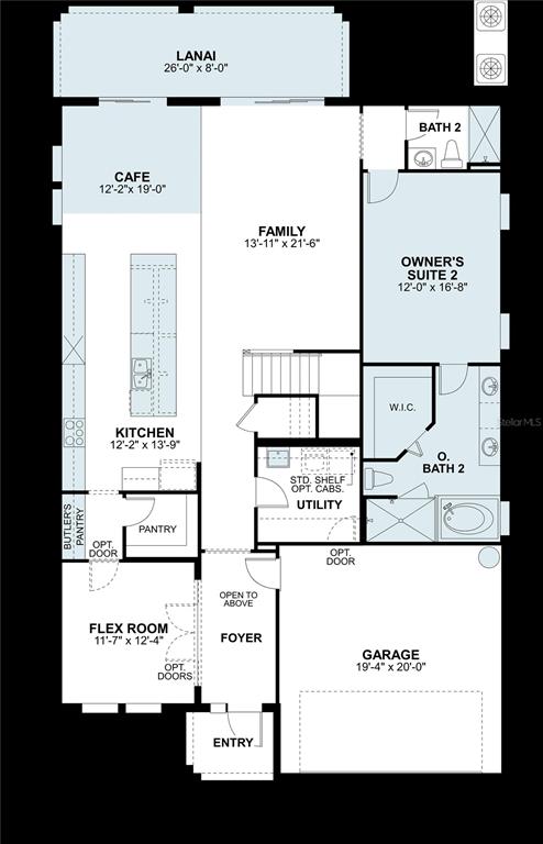 This is a floor plan for a single-story home featuring a kitchen, family room, and garage — 1748 SUTTONSET TRAIL, ZEPHYRHILLS, FL