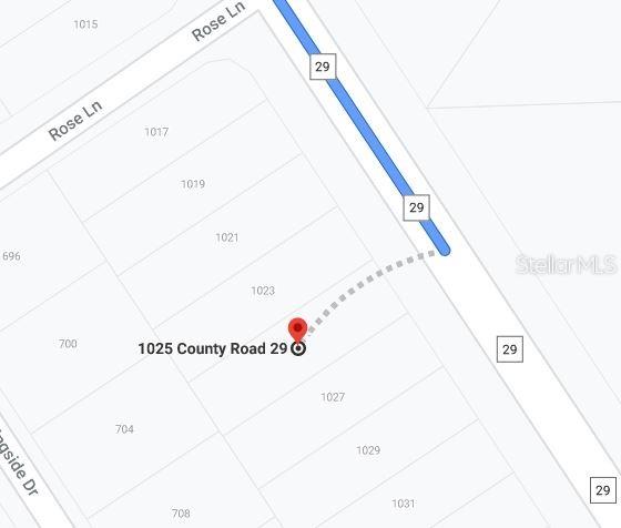 This is a map showing the location of a property relative to surrounding streets — 1029 COUNTY ROAD 29, LAKE PLACID, FL