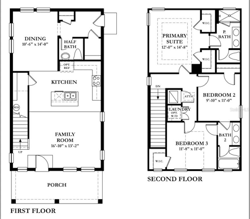 This is a two-story residential floor plan showing the layout of rooms and bathrooms — 12941 N OREGON AVENUE, TAMPA, FL