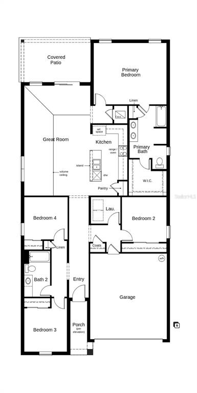 This is a floor plan for a single-story house with four bedrooms and a garage — 2523 PLOVER STREET, ST CLOUD, FL