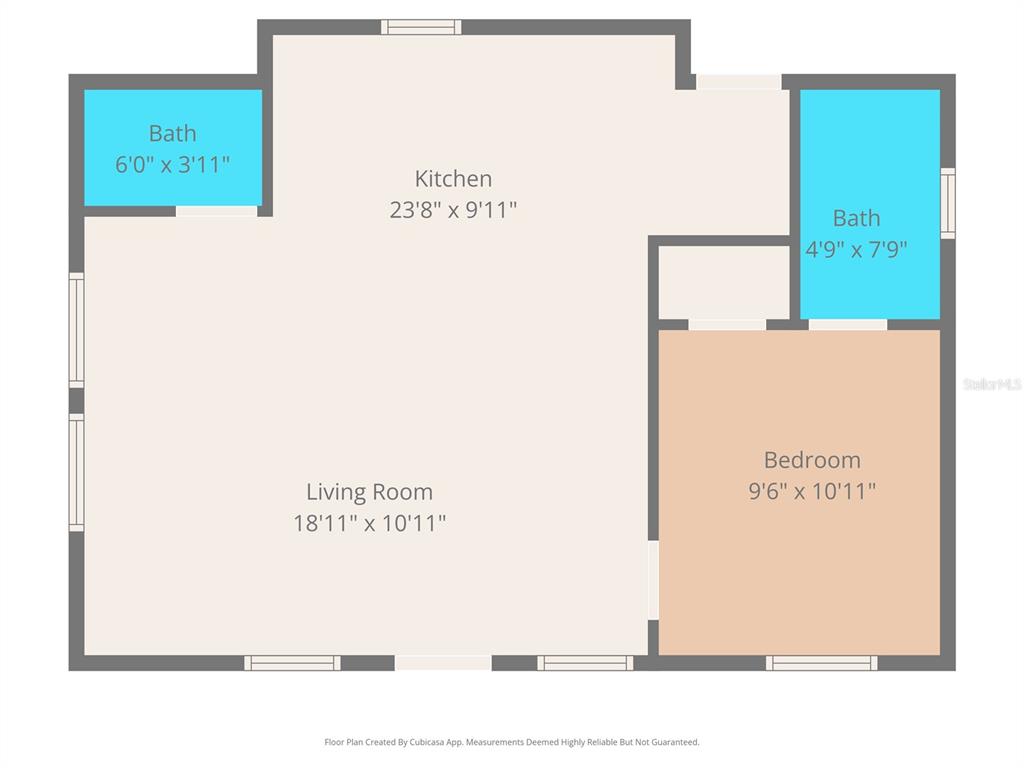 This is a floor plan of a one-bedroom apartment with two bathrooms and a kitchen — 320 S OTIS AVENUE, LECANTO, FL