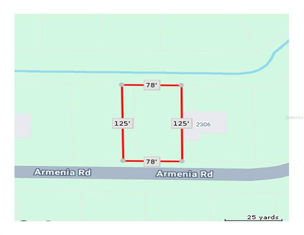 This is a map showing the rectangular property lines and dimensions of a land parcel — ARMENIA ROAD, NORTH PORT, FL