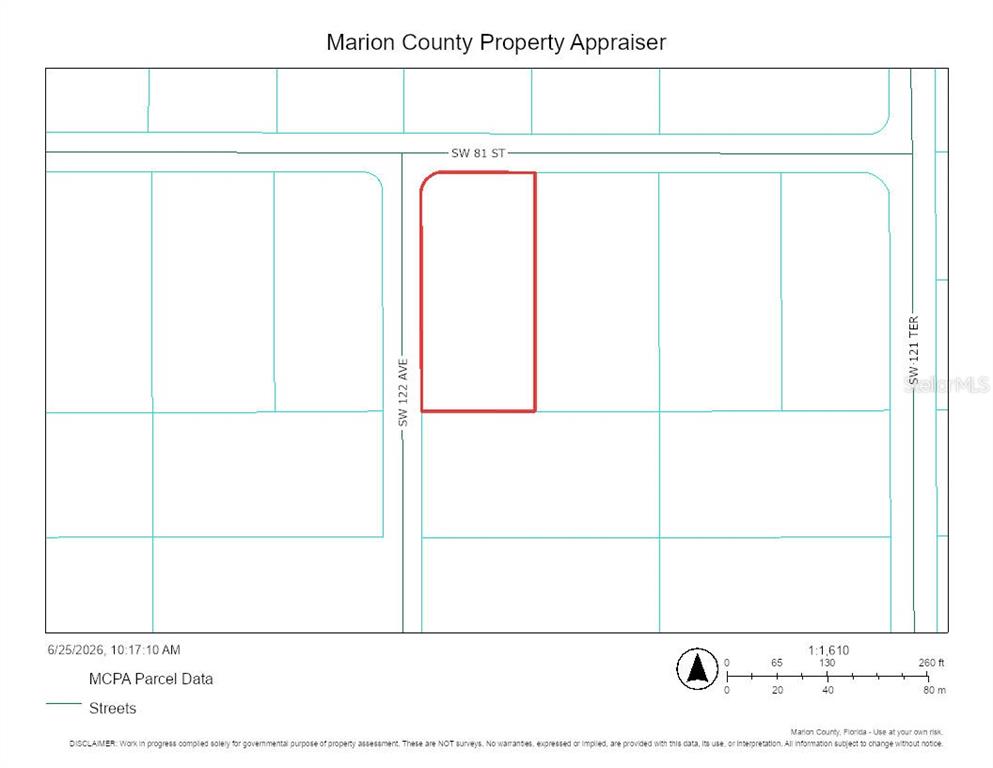 An aerial view shows a cleared residential lot with a house under construction nearby — TBD SW 122 AVENUE, DUNNELLON, FL