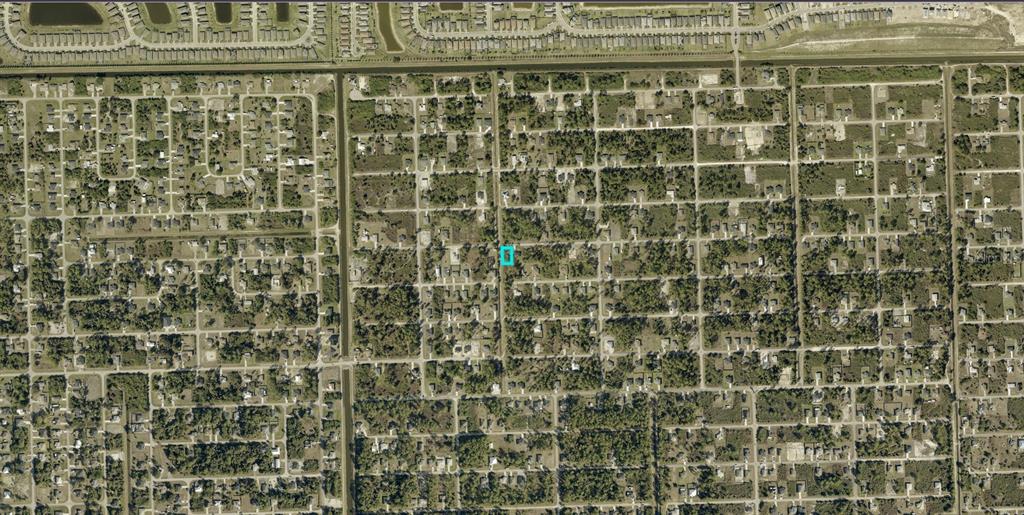 An aerial map view shows a rectangular property lot highlighted in a residential neighborhood — 3419 71ST STREET W, LEHIGH ACRES, FL