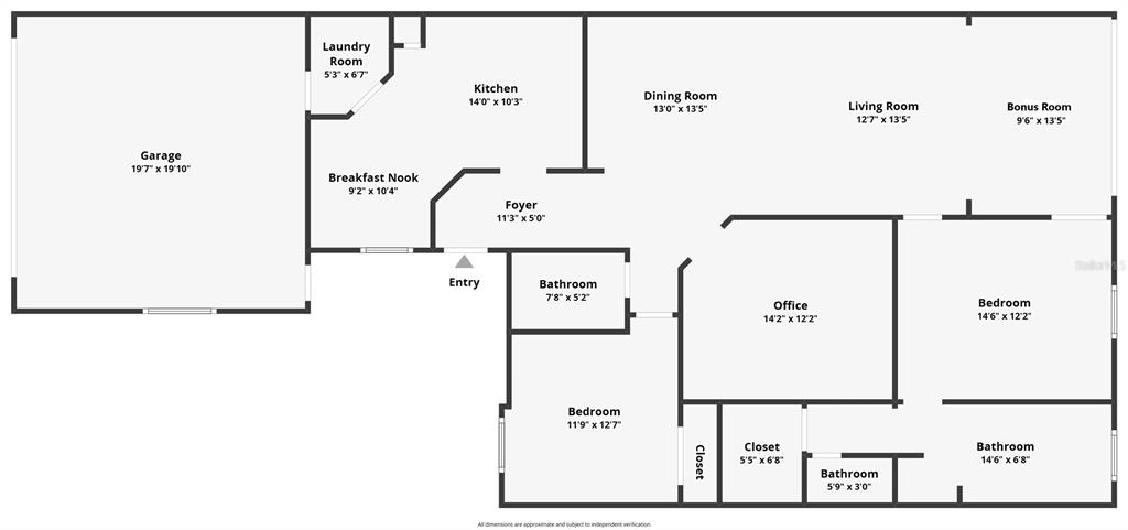 This is a floor plan showing the layout of a house with a garage and bedrooms — 6948 STONEYWALK COURT, BRADENTON, FL