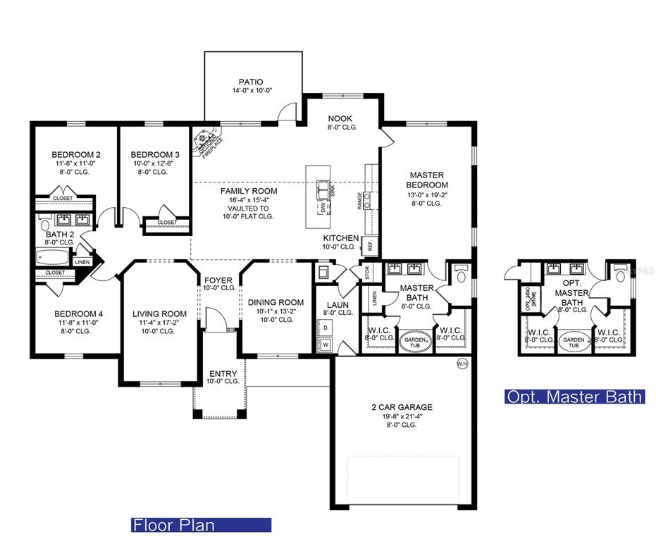 This is a floor plan for a single-story house with four bedrooms and a garage — 4575 FERNWAY DRIVE, NORTH PORT, FL