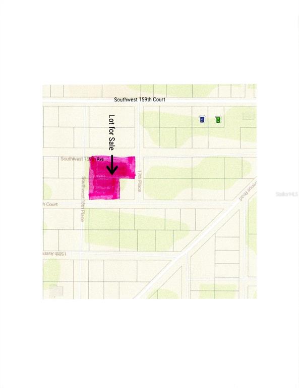 This is a map showing a highlighted lot for sale in a residential neighborhood — TBD SW 159TH AVENUE, OCALA, FL