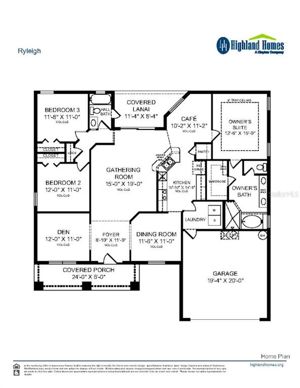 This is a floor plan for a single-story house featuring three bedrooms and a garage — 1496 MELROSE STREET, LAKE ALFRED, FL
