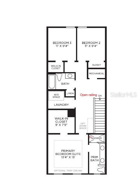 This is a floor plan for the second level of a three-bedroom residential home — 1831 PINECLIFF DRIVE, APOPKA, FL