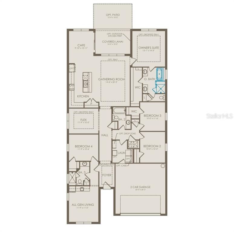 This is a floor plan for a single-story home with four bedrooms and a garage — 2562 WINTER SKY STREET, KISSIMMEE, FL