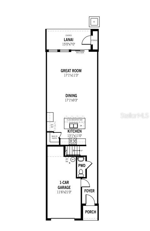 This is a floor plan for the first level of a home with a garage — 9148 AURELIA AVENUE, PARRISH, FL