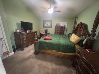 A bedroom features a large wooden bed, a dresser with a television, and green walls — 12244 LEGACY BRIGHT STREET, RIVERVIEW, FL