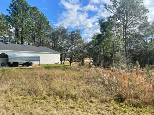 A metal carport sits beside a white house on a grassy, partially wooded lot — 000 Malauka Cir Circle, FL 32179, FL