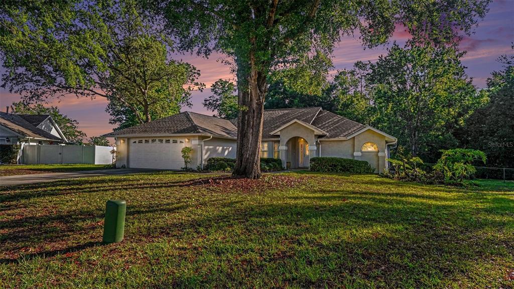 A single-story house with a two-car garage and a large tree in the front yard — 6607 SE 11TH LOOP, OCALA, FL