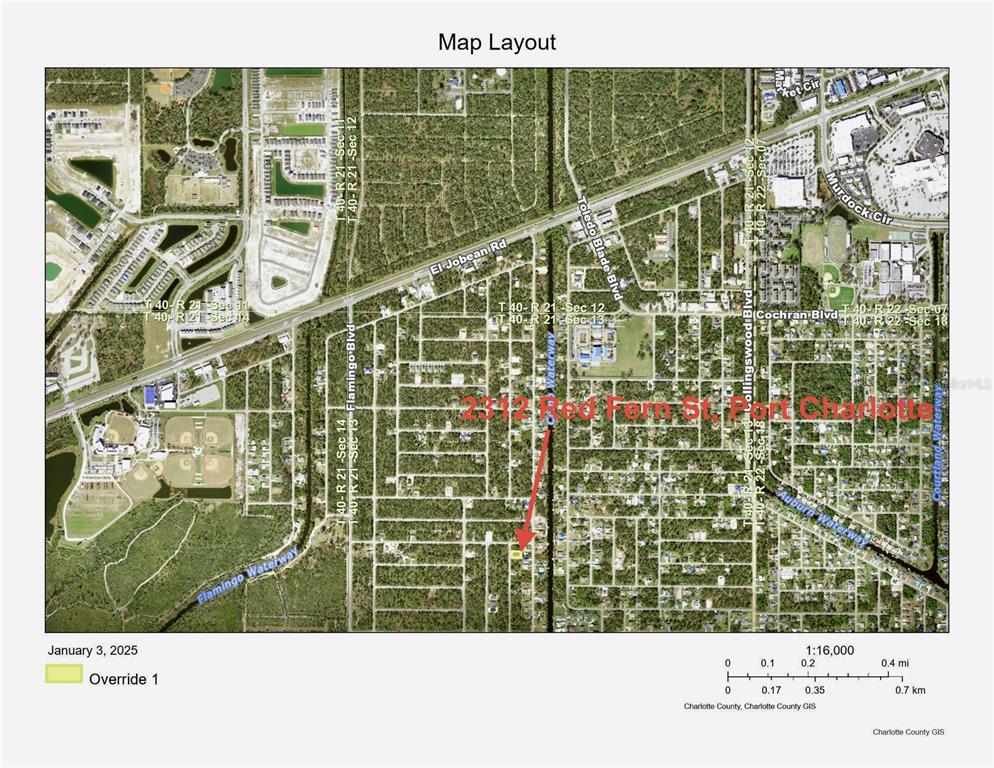 This is a map layout showing the location of a property in Port Charlotte — 2312 REDFERN STREET, PORT CHARLOTTE, FL