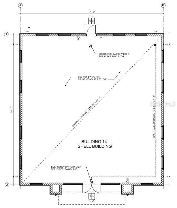 This is a floor plan for a rectangular shell building measuring 47 feet 6 inches wide — 5052 OLD TAMPA HWY UNIT 14, KISSIMMEE, FL
