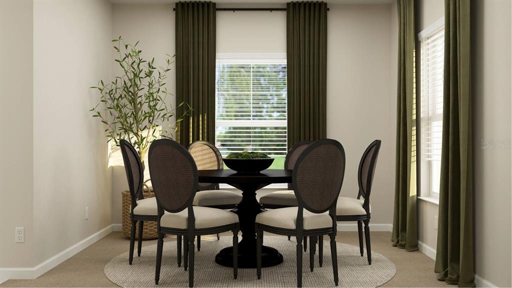 This is a rendering of a dining room with a round table and four chairs — 6071 WELLBEING WAY, CLERMONT, FL
