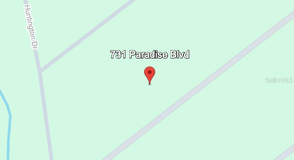This is a map showing the location of a property near Huntington Drive — 731 PARADISE BOULEVARD, GEORGETOWN, FL