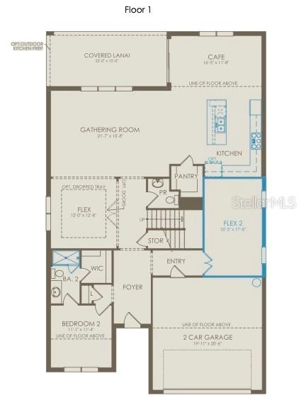 This is a floor plan for the first level of a residential home — 15142 WILLOW RIDGE DRIVE, MONTVERDE, FL