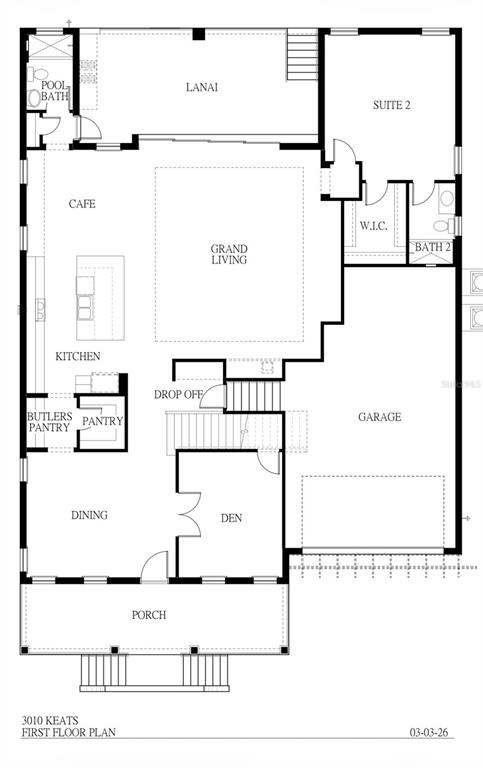 This is a floor plan for the first level of a house featuring a garage — 3010 S KEATS STREET, TAMPA, FL