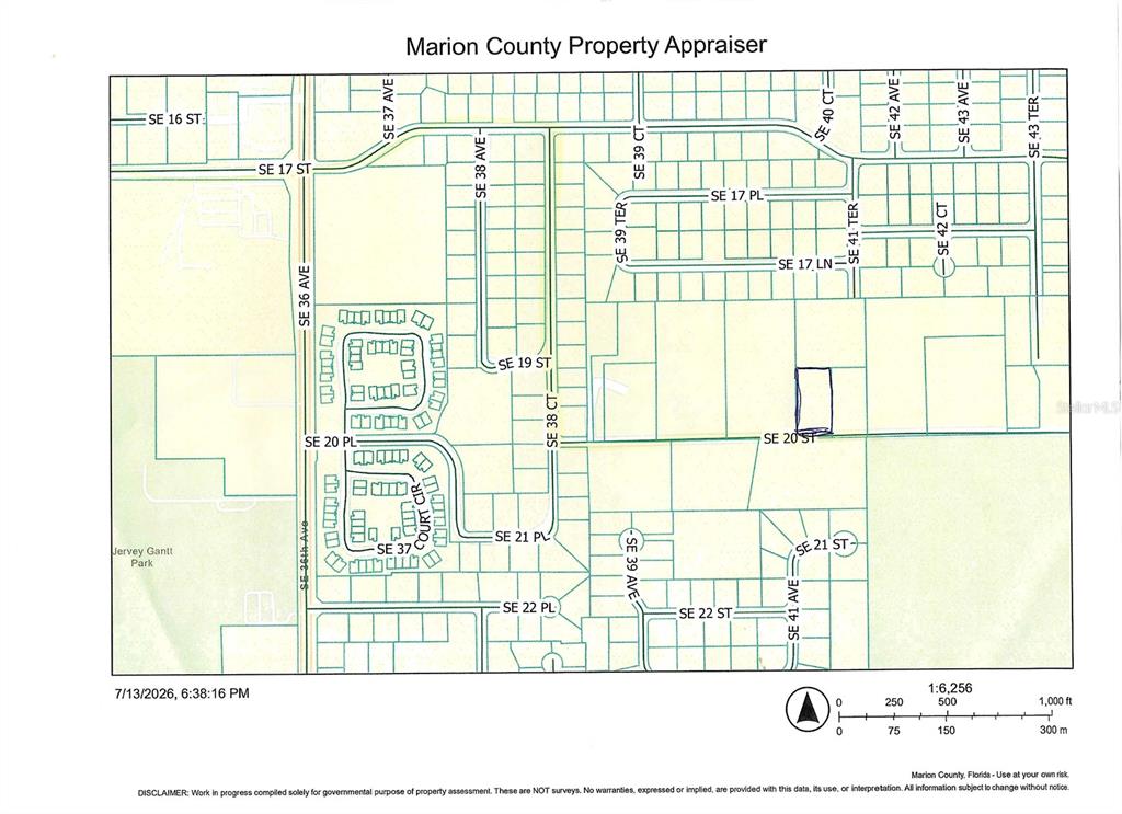 This is a map of a residential area in Marion County, Florida — SE 20TH STREET, OCALA, FL