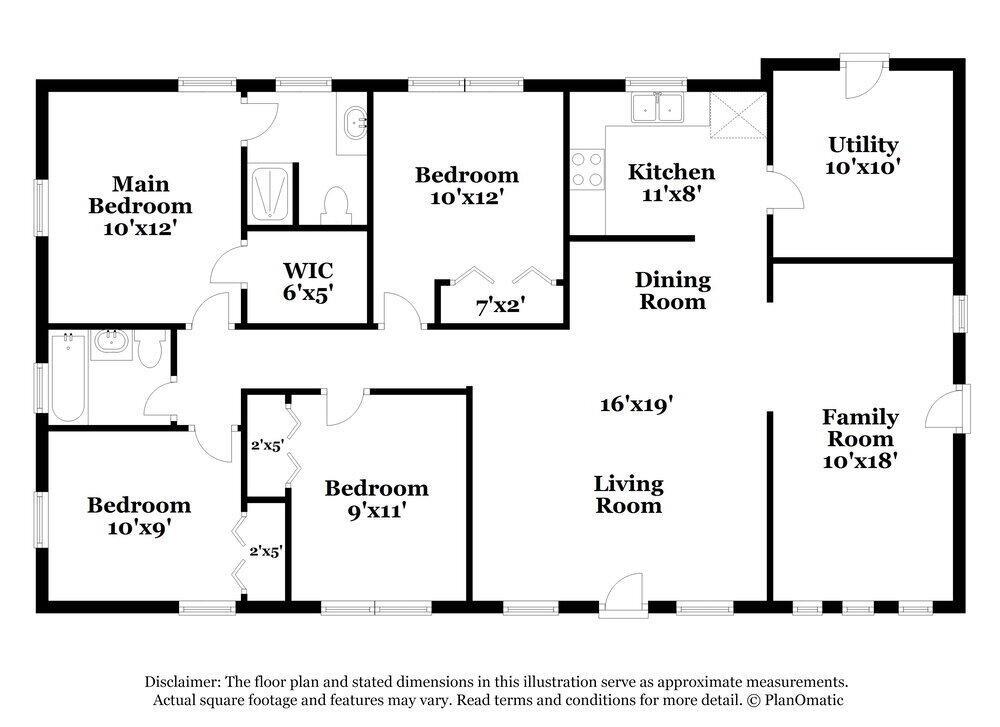 This is a floor plan for a single-story house with four bedrooms and two bathrooms — MIAMI GARDENS, FL