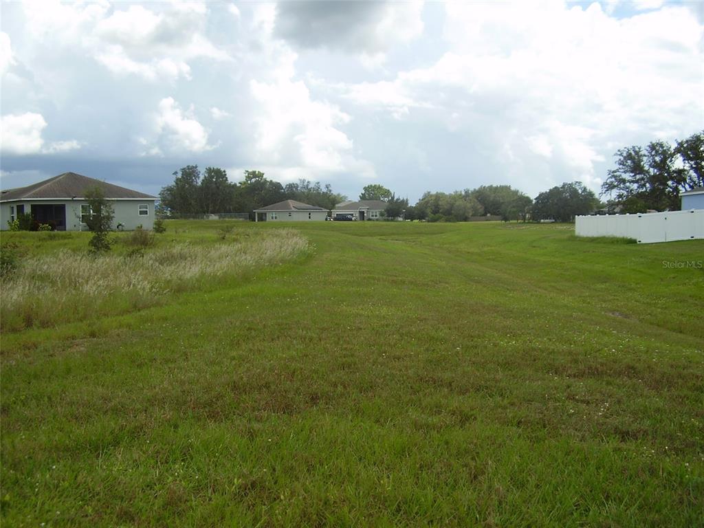 A grassy, open lot with neighboring houses visible in the background under a cloudy sky — 1943 MANATEE DRIVE, KISSIMMEE, FL