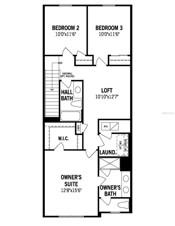 This is a floor plan of a residential second story featuring three bedrooms and a loft — 2796 CAMELLIA FLOWER STREET, APOPKA, FL