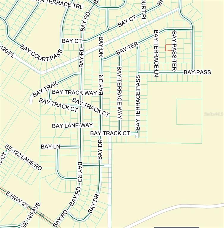 This is a map showing the street layout of a residential neighborhood — 6 BAY PASS TERRACE, OCKLAWAHA, FL