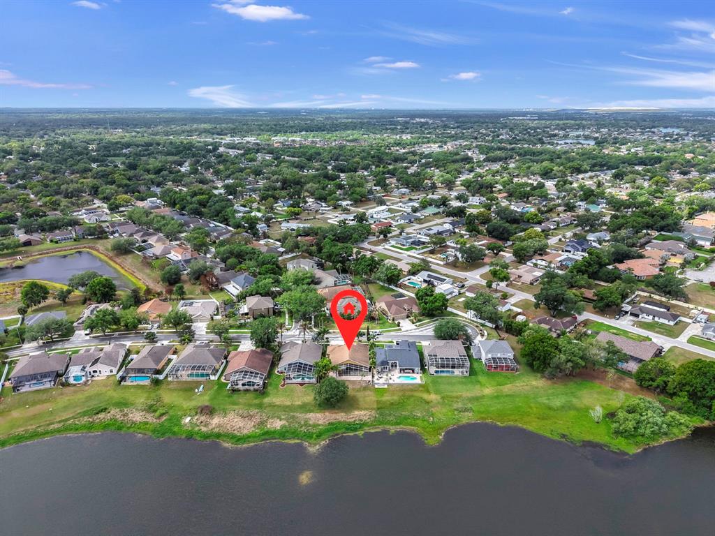 An aerial view shows a residential neighborhood with a house marked by a red pin — 220 ROSANA DRIVE, BRANDON, FL