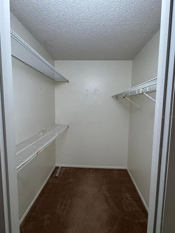 A walk-in closet with brown carpet, white walls, and white wire shelving on three sides — 956 SALT POND PLACE UNIT 304, ALTAMONTE SPRINGS, FL
