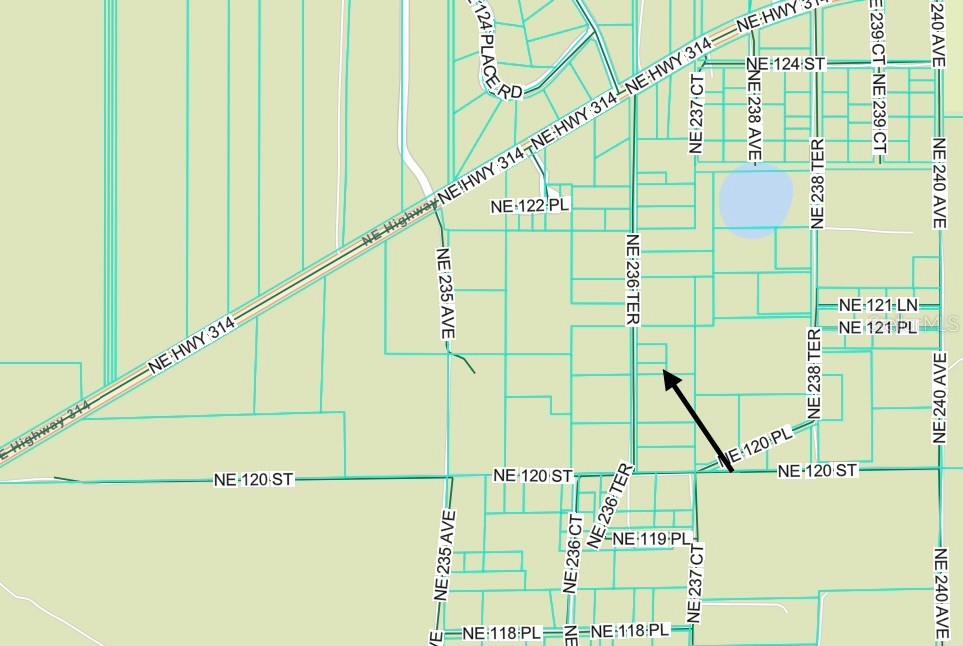 This is a map showing roads and property boundaries in a residential area — TBD NE 236 TERRACE, FORT MC COY, FL