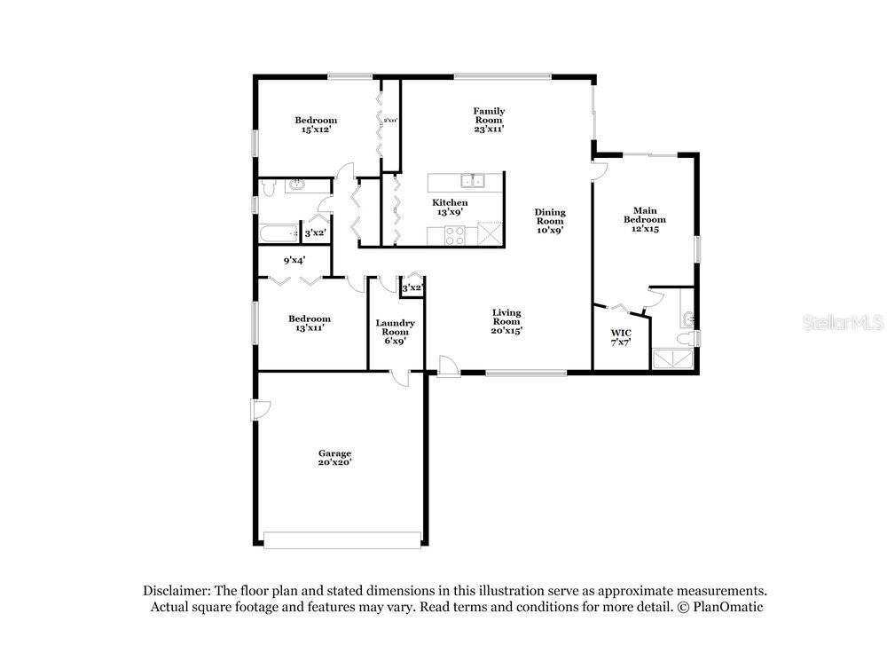 This floor plan shows a house layout with three bedrooms, a garage, and open living areas — 10142 BANNISTER STREET, SPRING HILL, FL