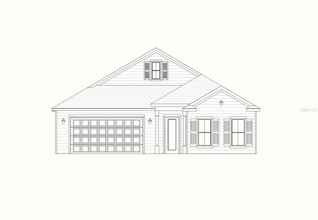 This is a digital architectural rendering of the front exterior of a single-story suburban house — 923 NW 132ND BOULEVARD, NEWBERRY, FL
