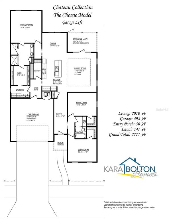 This floor plan shows the layout of a three-bedroom home with a two-car garage — 923 NW 132ND BOULEVARD, NEWBERRY, FL