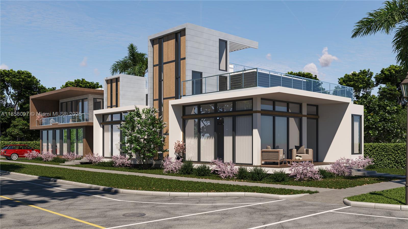 This is a digital rendering of a modern two-story house with a flat roof — 1644 S Miami Ave, Miami FL 33129, MIAMI, FL