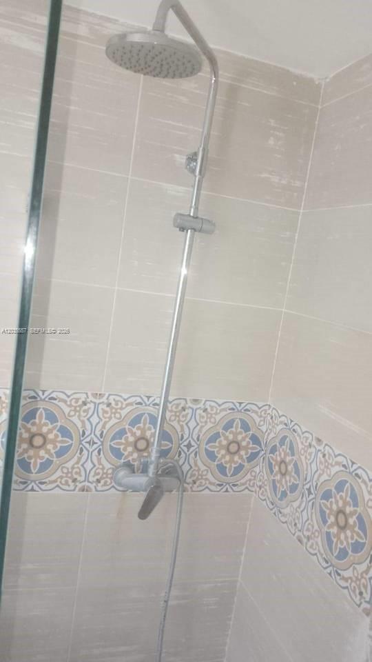 A shower stall features a chrome rainfall showerhead, a handheld sprayer, and patterned decorative tiles — 1 cap cana # 0, FL