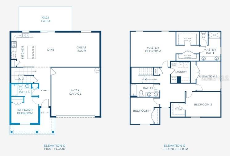 This is a floor plan showing the first and second levels of a four-bedroom home — 621 BROADOAK DRIVE, DUNDEE, FL