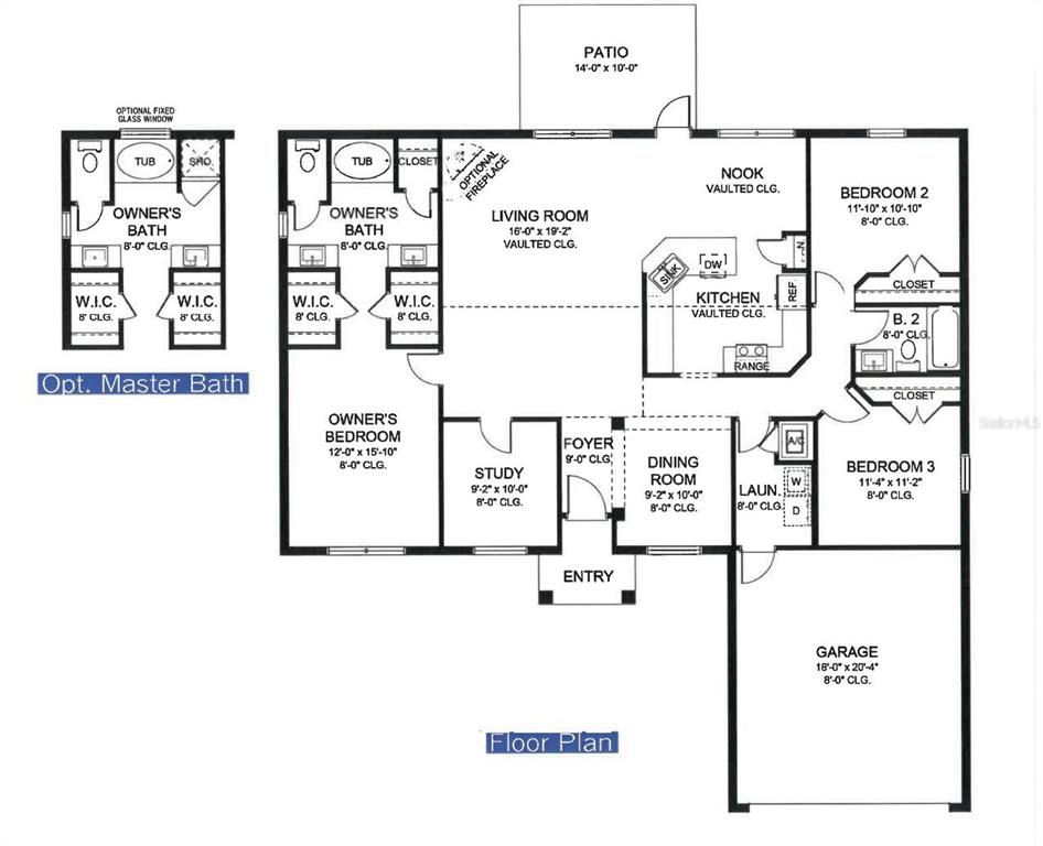 This is a floor plan for a three-bedroom house with an attached garage and patio — 5923 GIFFEN AVENUE, NORTH PORT, FL
