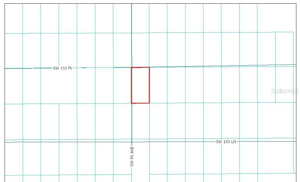 This is a map showing a rectangular property lot outlined in red — TBD, DUNNELLON, FL