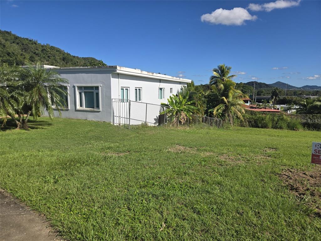 A white, single-story house sits on a grassy lot with palm trees under a blue sky — E-4 URB. EL RETIRO CALLE RECREO, CAGUAS, PR