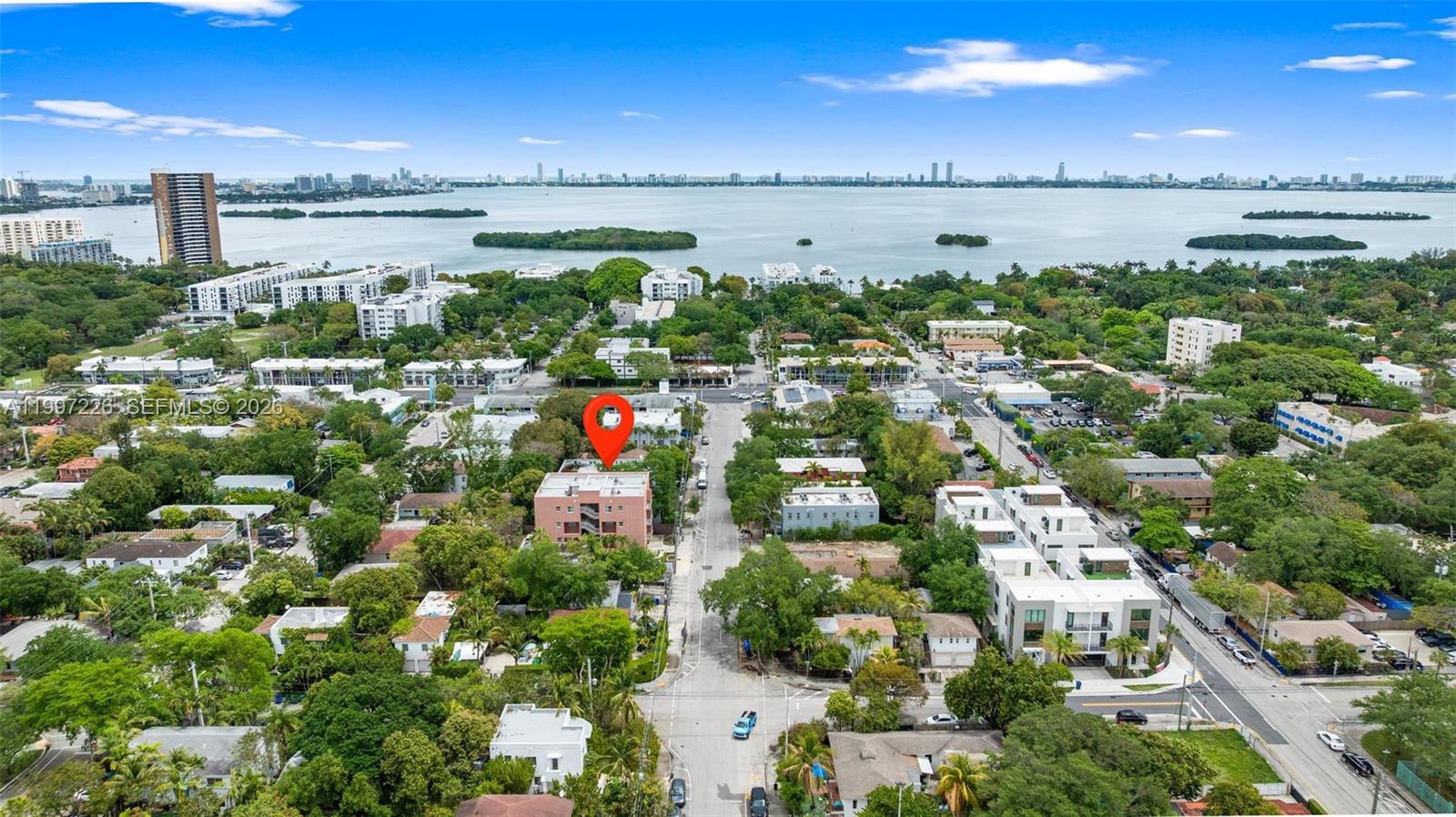 An aerial view shows a residential neighborhood with a red location pin over a building — 541 NE 62nd St # 13, Miami FL 33138, MIAMI, FL