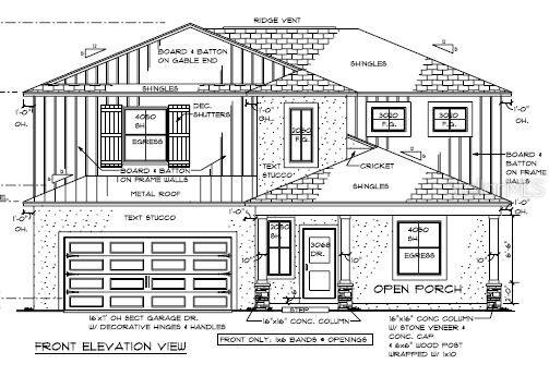 This is an architectural rendering of a two-story house with a garage and front porch — 6706 BURLINGTON AVENUE, ST PETERSBURG, FL