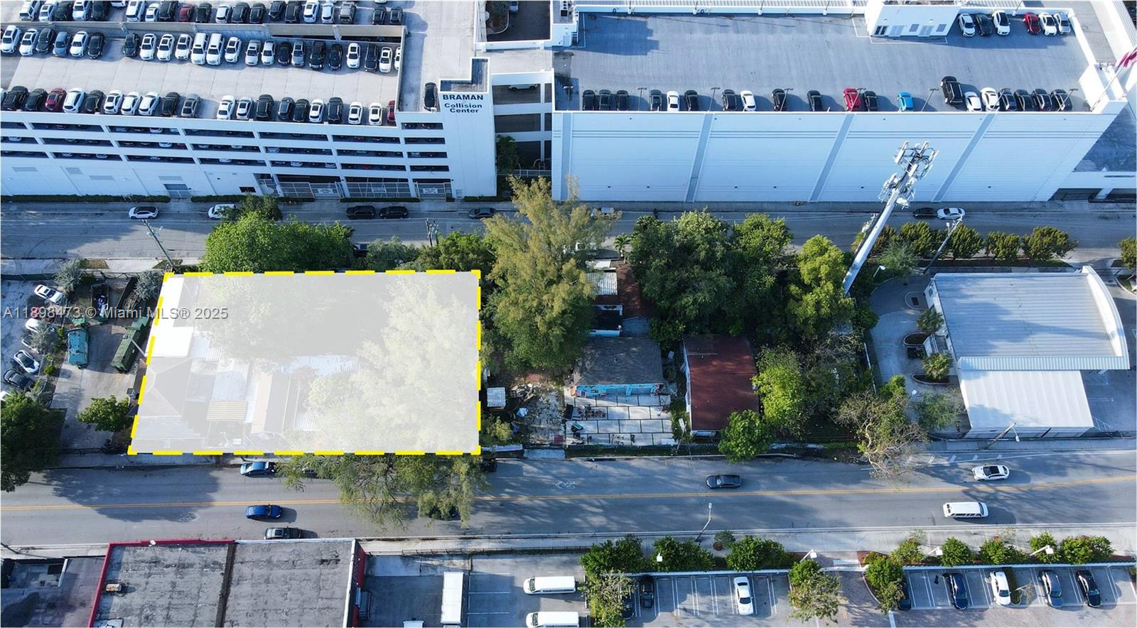 An aerial view shows a residential lot highlighted in yellow next to a commercial building — 101 NE 20th St, Miami FL 33137, MIAMI, FL
