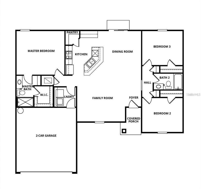 This is a floor plan for a single-story house with a two-car garage — 16984 SW 40 CIRCLE, OCALA, FL