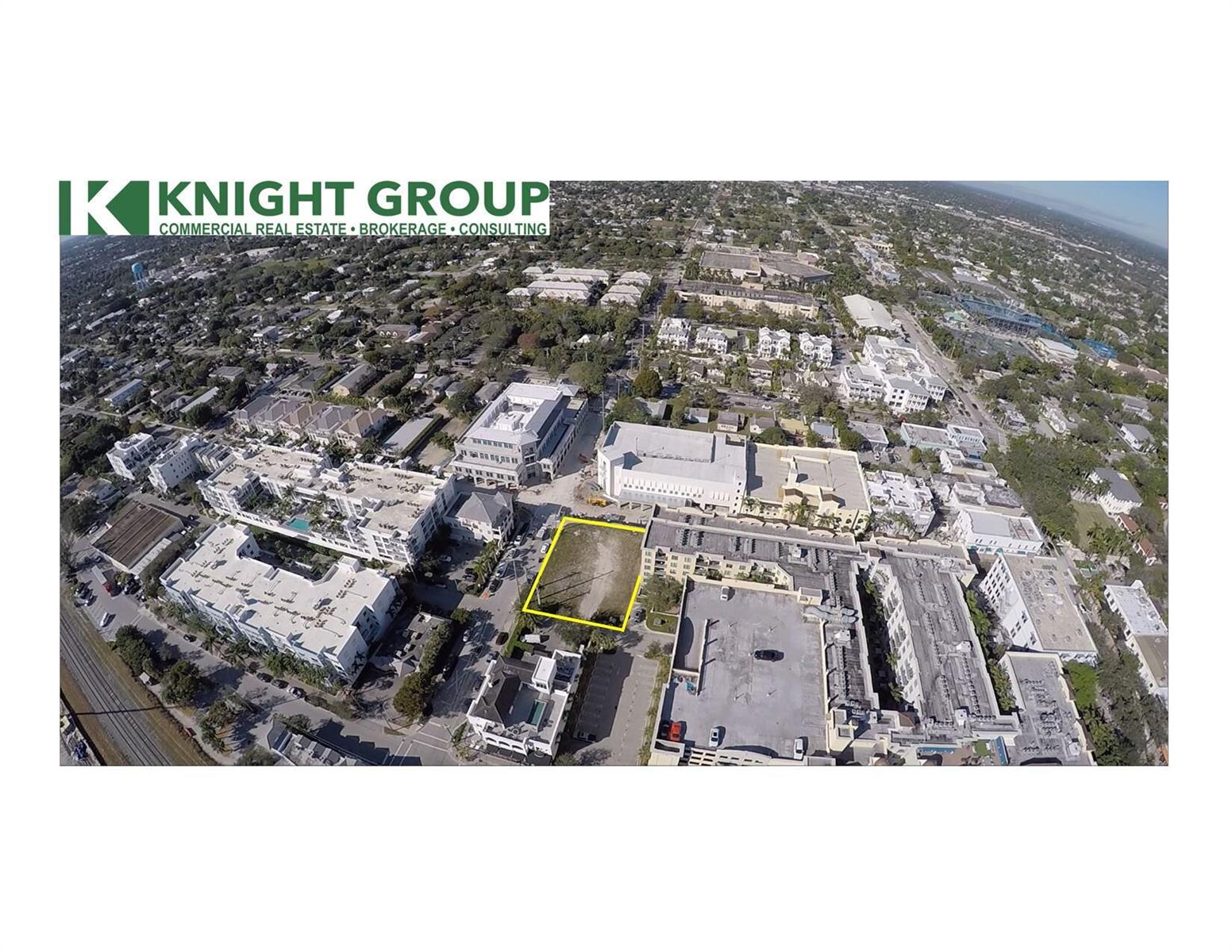 An aerial view shows a vacant rectangular lot highlighted in yellow within a developed neighborhood — 101 SE 1st Street, Delray Beach FL 33444, DELRAY BEACH, FL